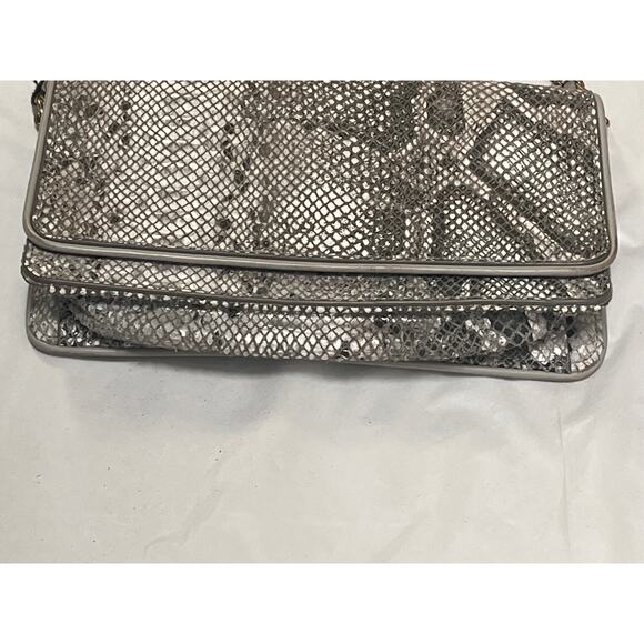 Vintage Nordstrom Leather Shoulder bag Animal / Python print, Gray Crossbody Bag - Picture 9 of 14